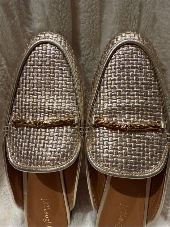 J McLaughlin Gold Basket Weave Loafers